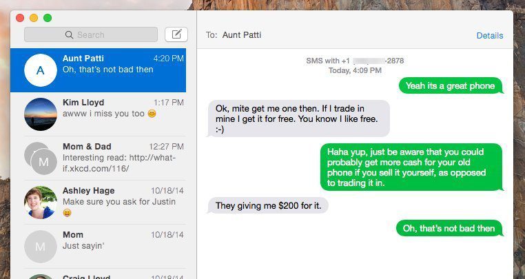 Hur man skickar och tar emot SMS-textmeddelanden i OS X Yosemite