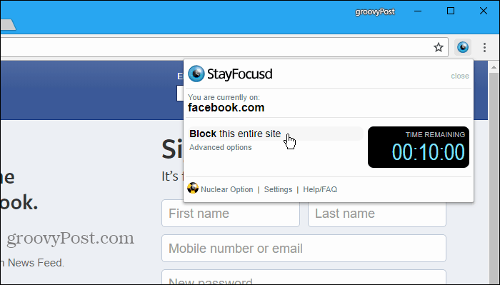 StayFocused för Chrome