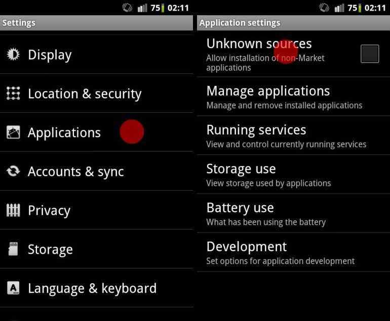Inställningar för Android 4.3 och senare versioner