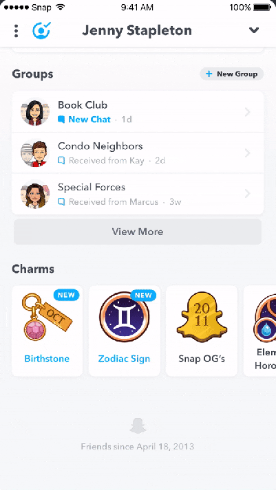 Vad betyder charmen "In Touch" på Snapchat?