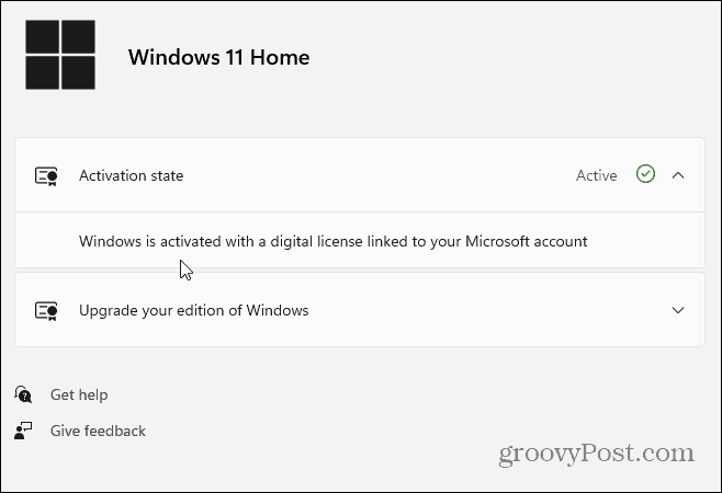 Aktiveringsstat Windows 11