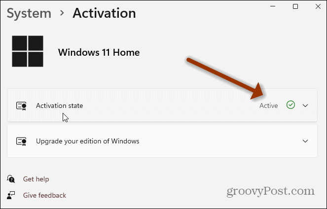 Windows 11 Aktiveringsinställningar sida