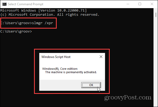 Kommandotolken Windows 11 Activataion