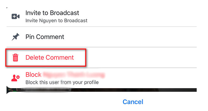 Hur man fäster en kommentar på Facebook live